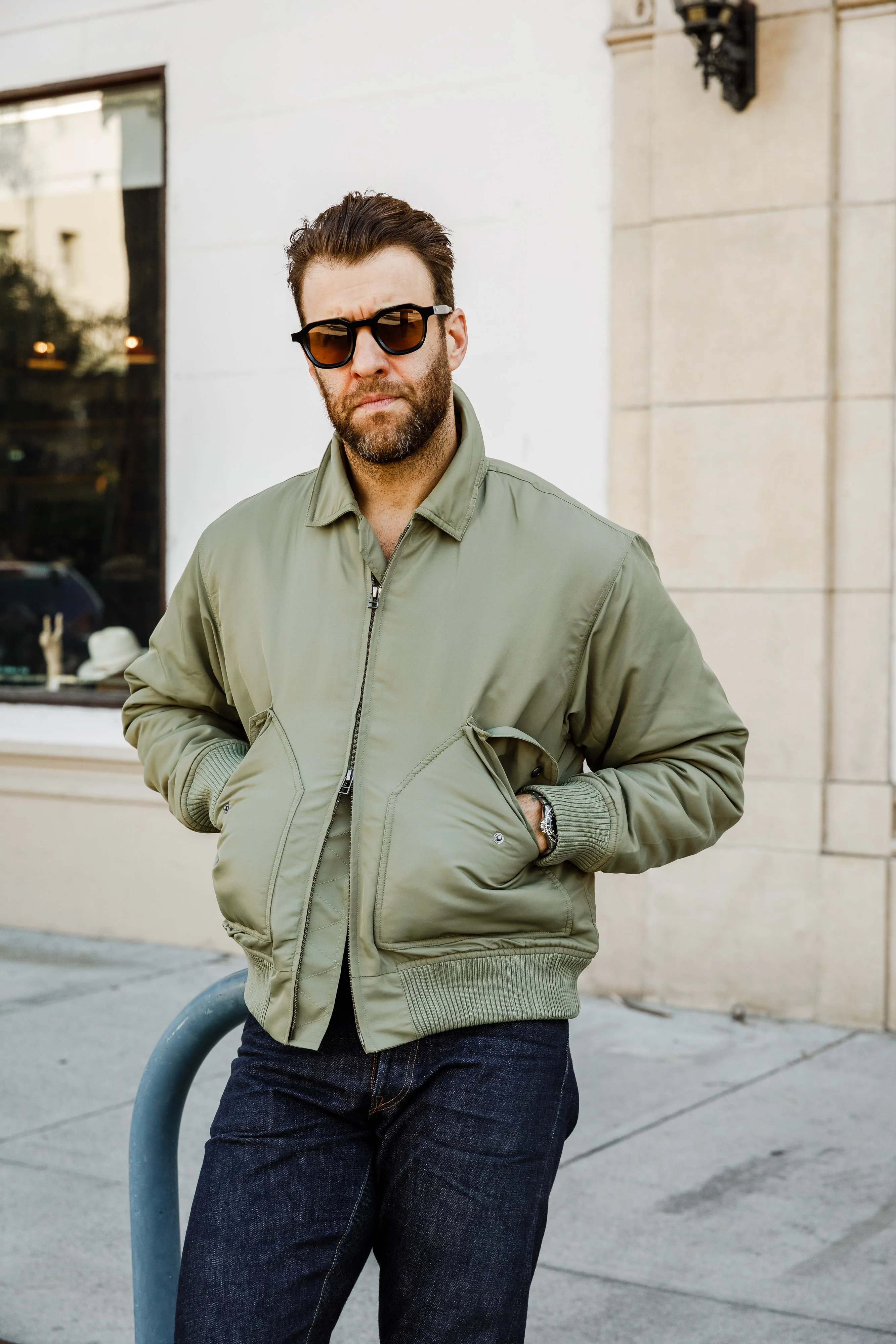 3sixteen - CWU Flight Jacket - Sage Aviator Satin - Image 2