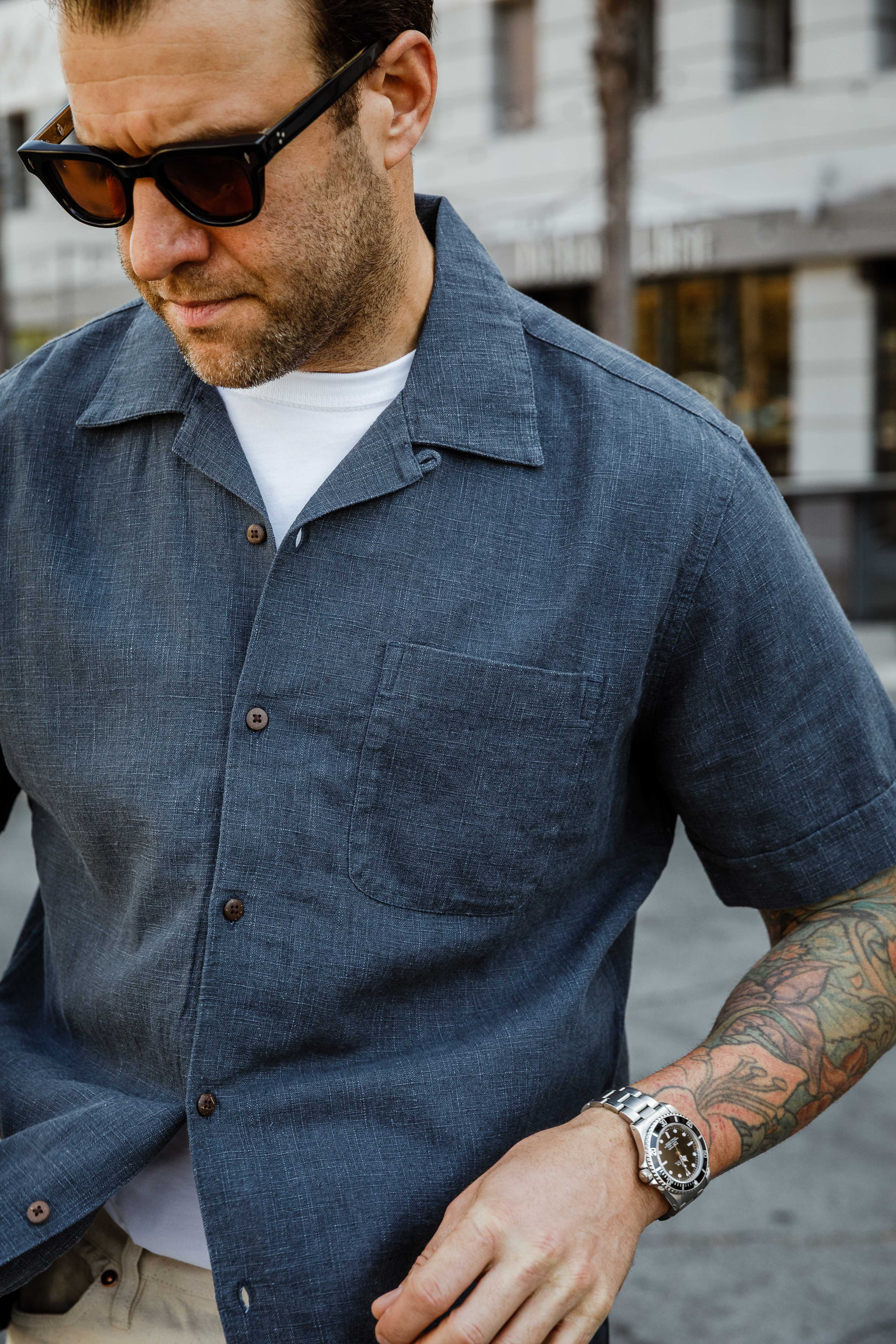 3sixteen - Vacation Shirt - Blue Linen - Image 2