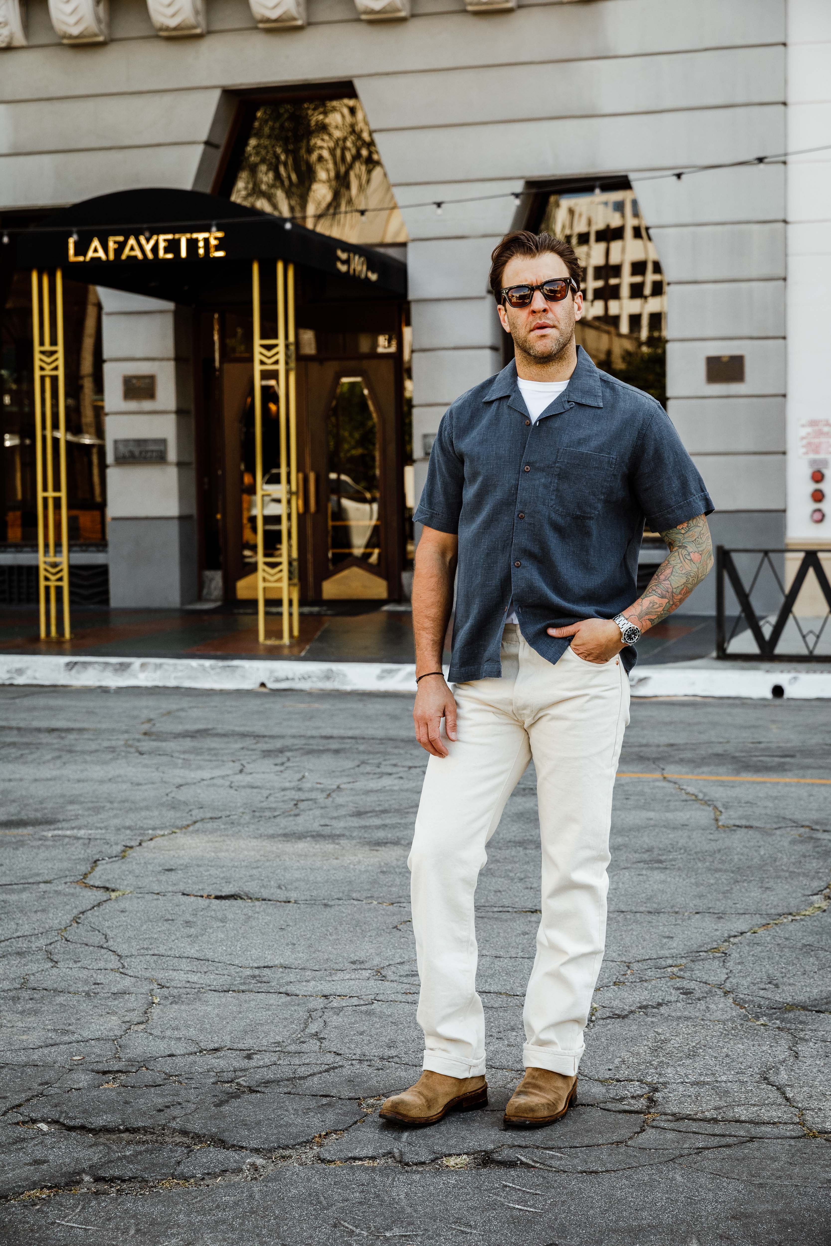 3sixteen - Vacation Shirt - Blue Linen - Image 3