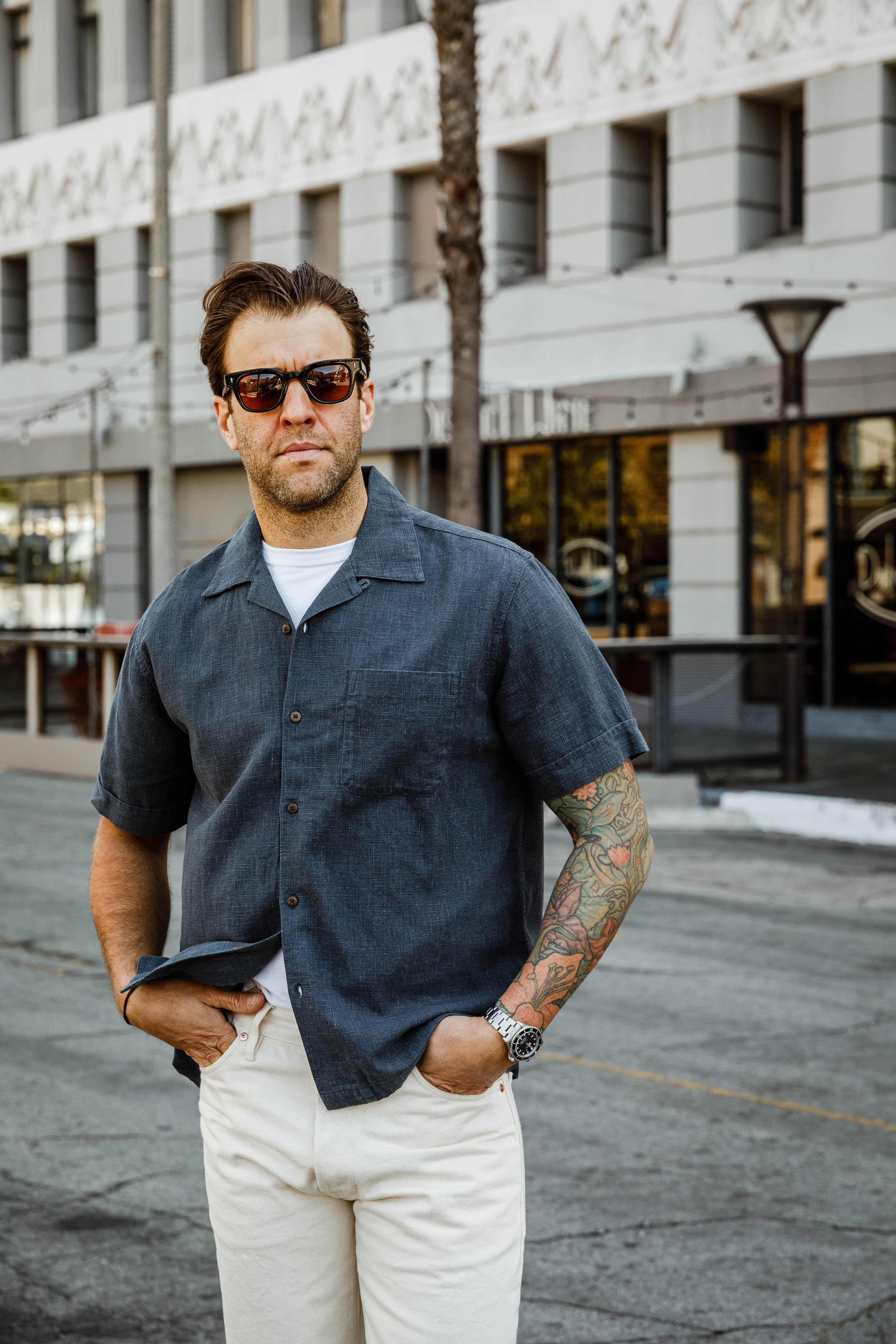 3sixteen - Vacation Shirt - Blue Linen - Image 5