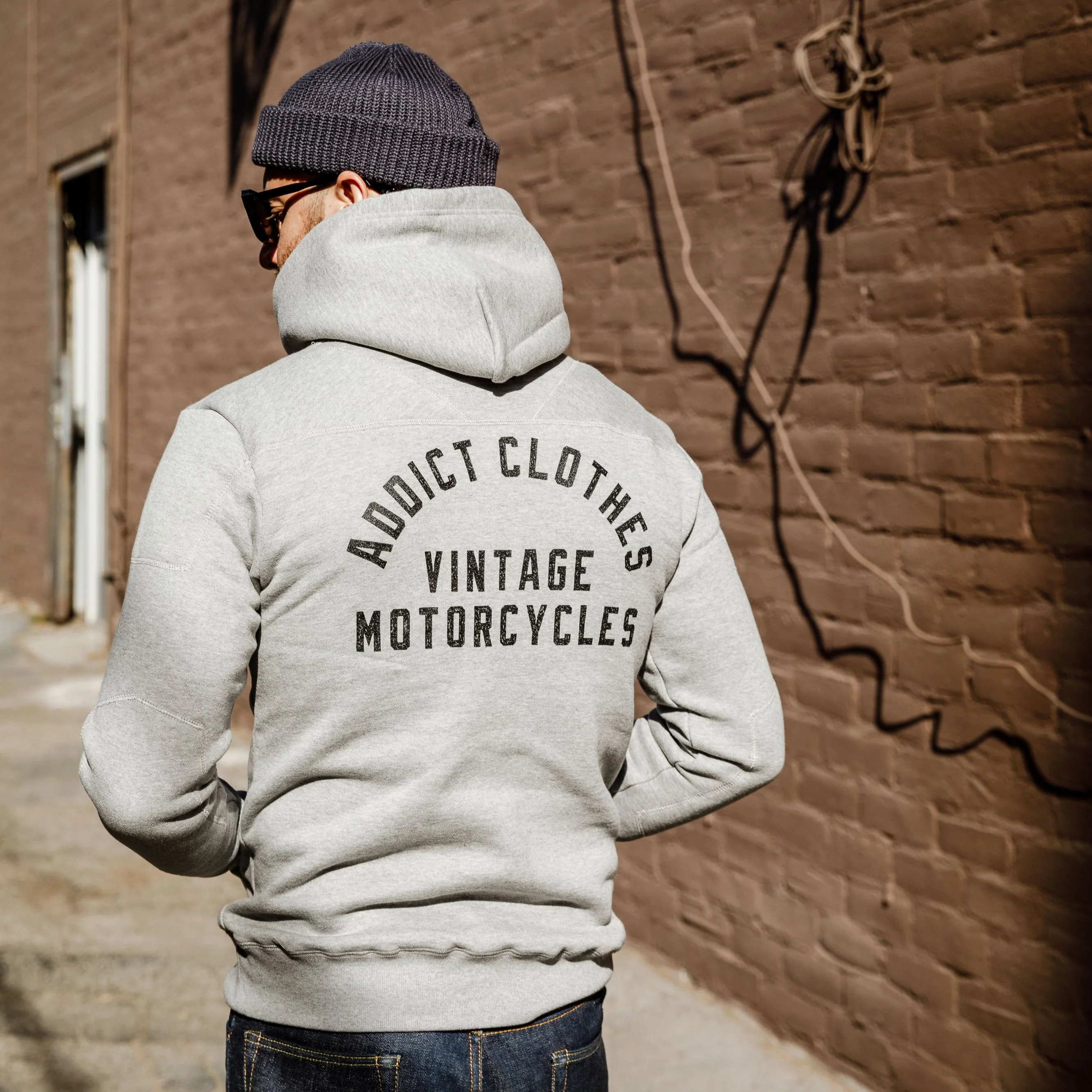 Addict Clothes - Heavy Weight Padded Pullover Hoodie Logo'd  - Light Grey - Image 2