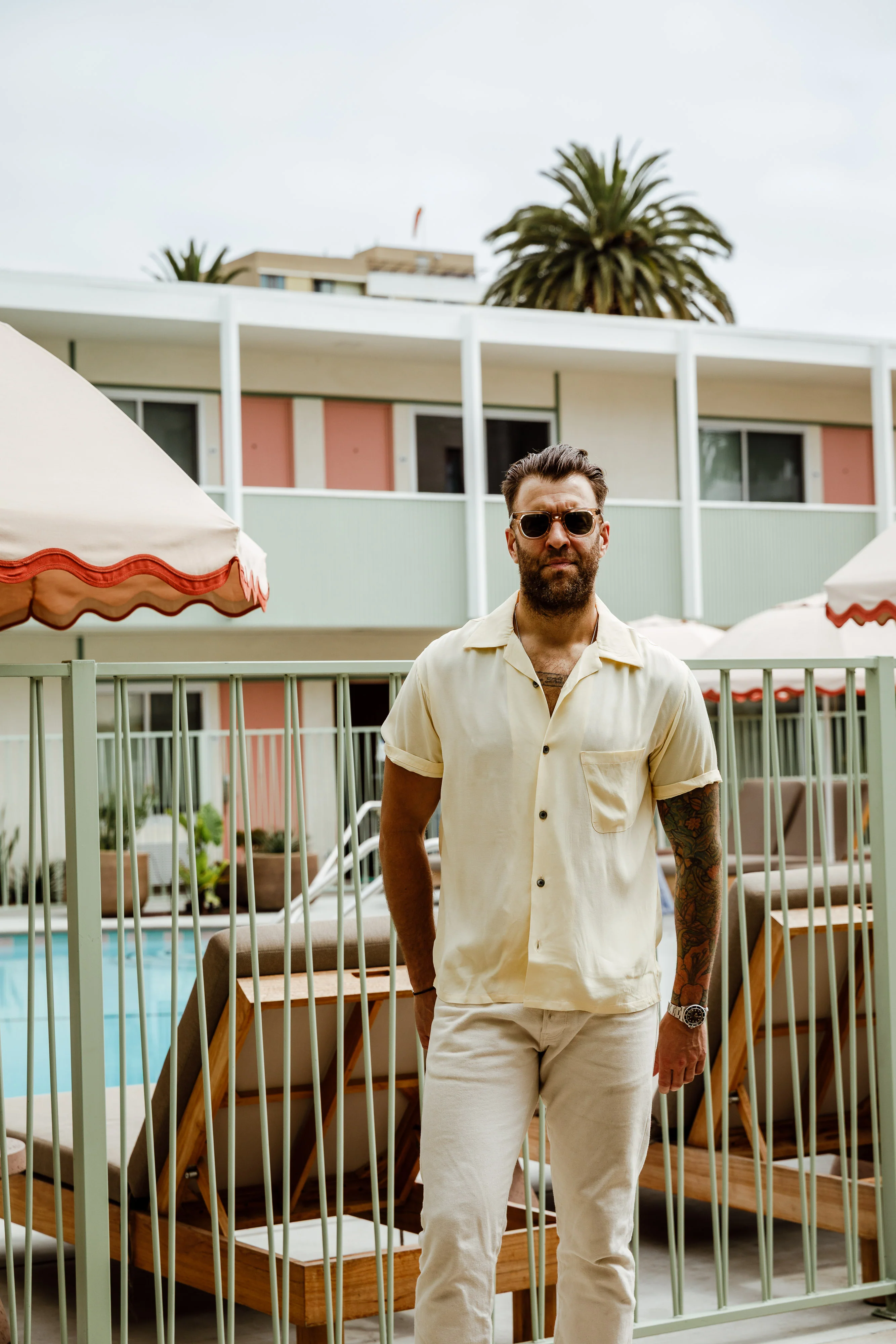 ADDICT Clothes - Open Collar Slant Pocket Shirt - Dusty Yellow - Image 2