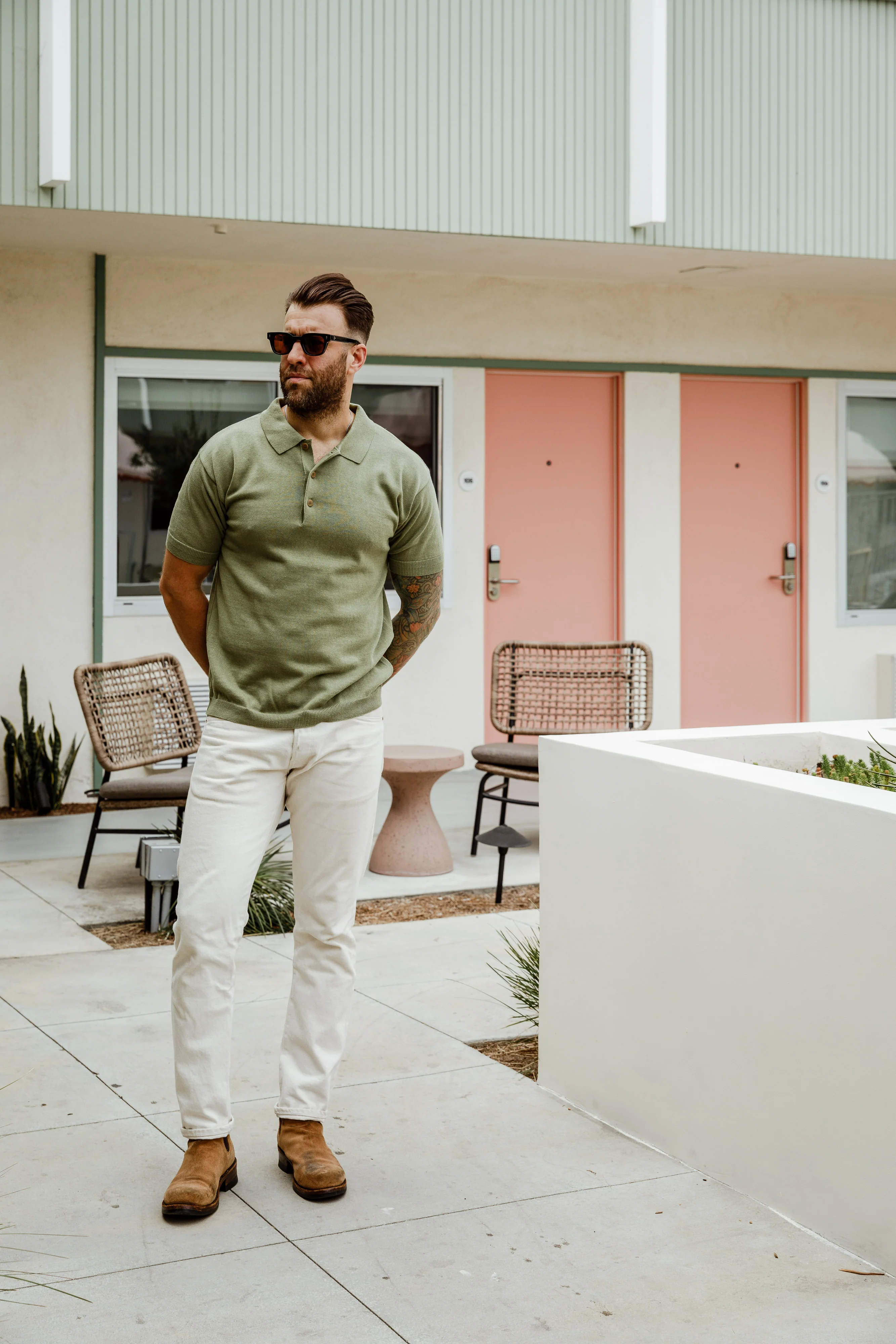 Addict Clothes - Short Sleeve Polo - Faded Green - Image 3