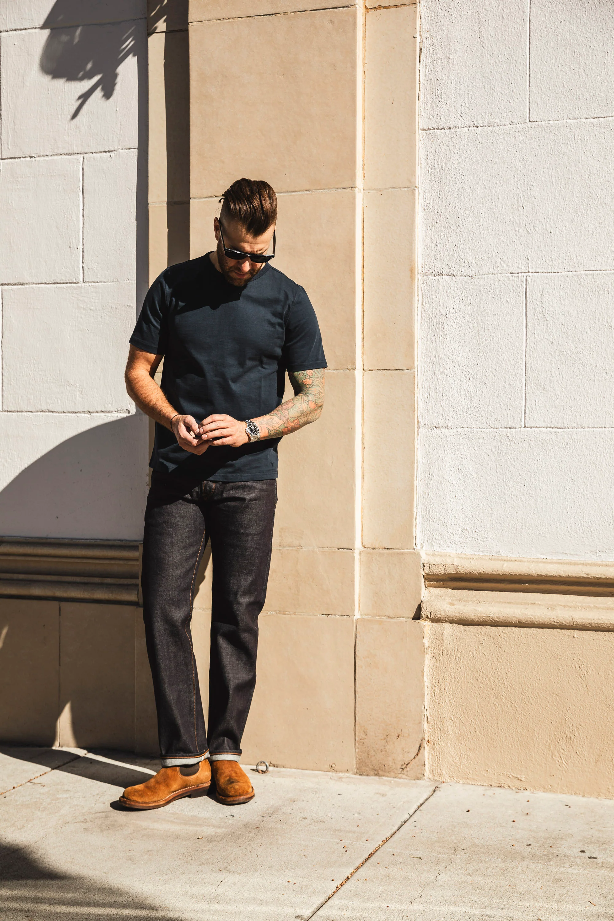 Benzak Denim Developers - Heavy Jersey Gusset Tee - Navy - Image 6