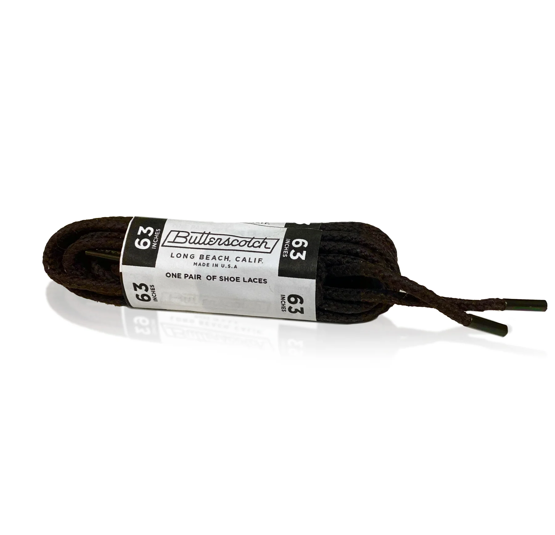 ButterScotch - 63" Round Waxed Boot Lace - Brown w/ Black Metal Tip
