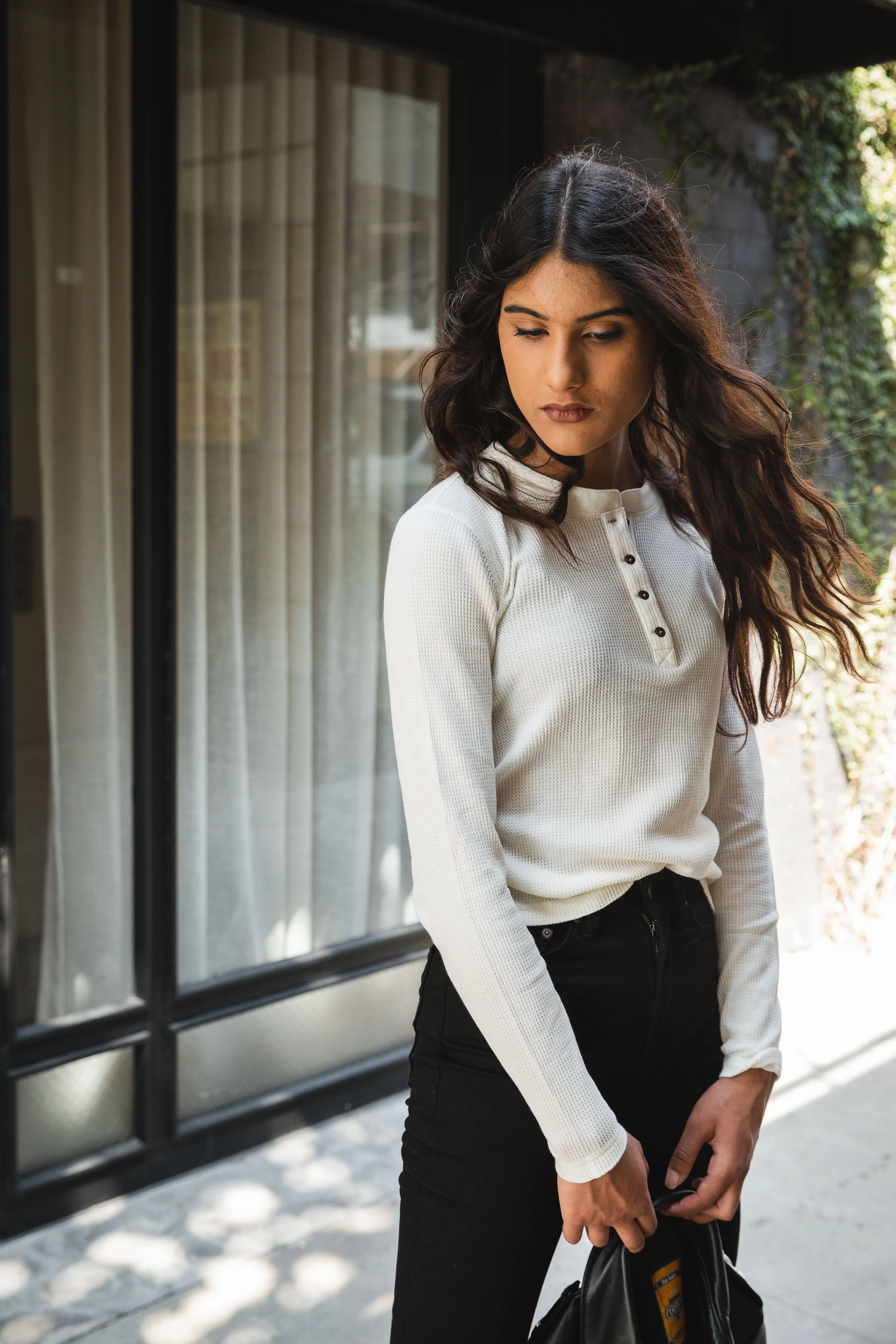 Nudie Jeans Women - Mira - Henley Waffle - Egg White - Image 3