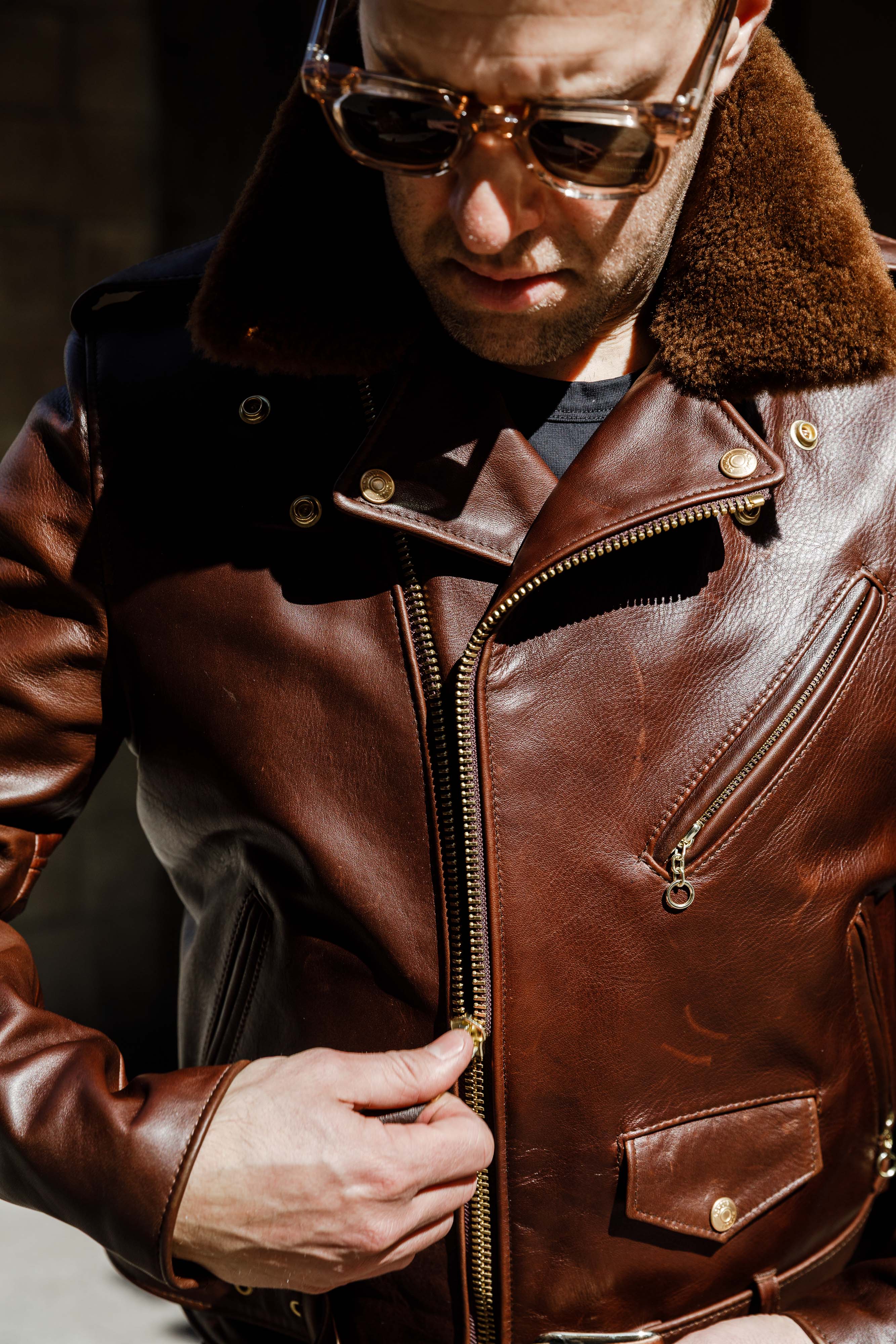 Schott N.Y.C - P656H - Chocolate Brown Horsehide - Image 5